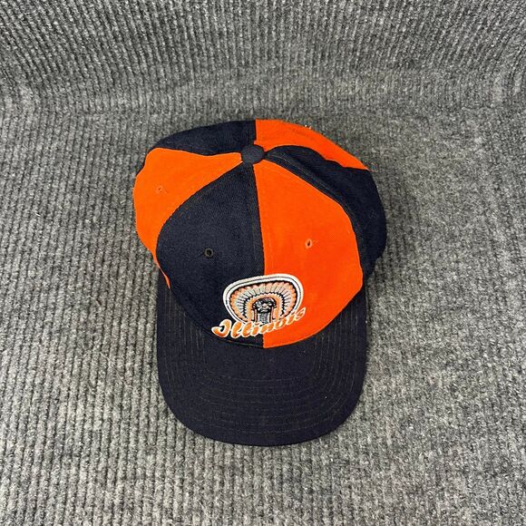 VTG Starter Illinois Fighting Illini Pinwheel SnapBack Hat 100% Wool Chief 90s - Picture 2 of 6